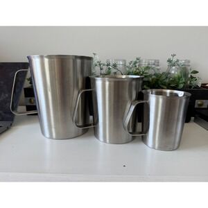 Newness Stainless Steel Measuring Cup Pitcher Set 3 Pieces Silver GUC